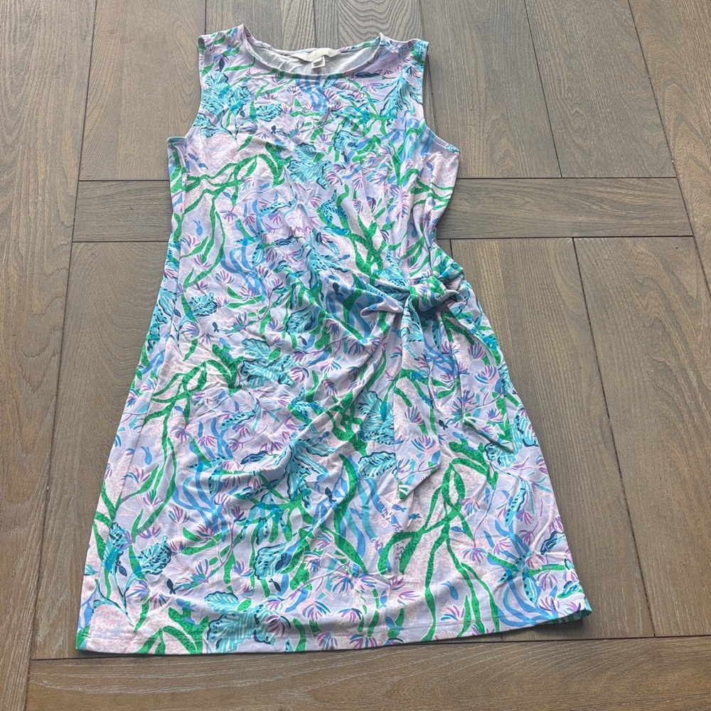 Lilly Pulitzer Sleeveless Floral Seaweed Print Dress in Pastel Green & Lavender